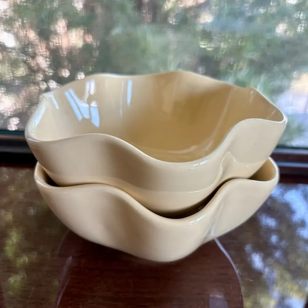 Gale Pittman Southern Living at Home Yellow Wavy Hospitality Bowls Set of 2